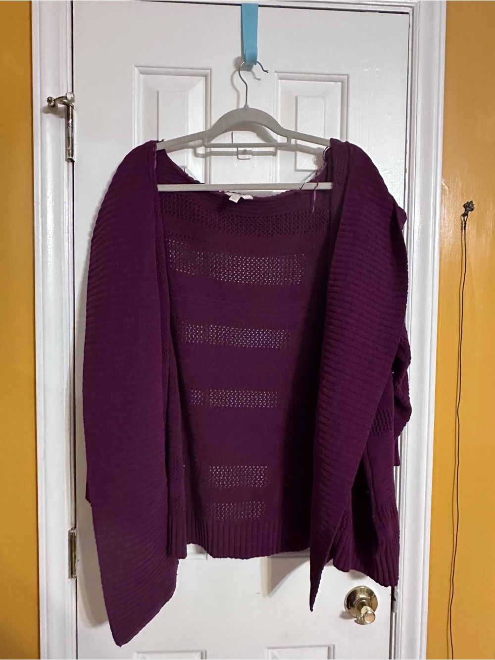 Terra & Sky Plum 3X Open-Front Knit Cardigan